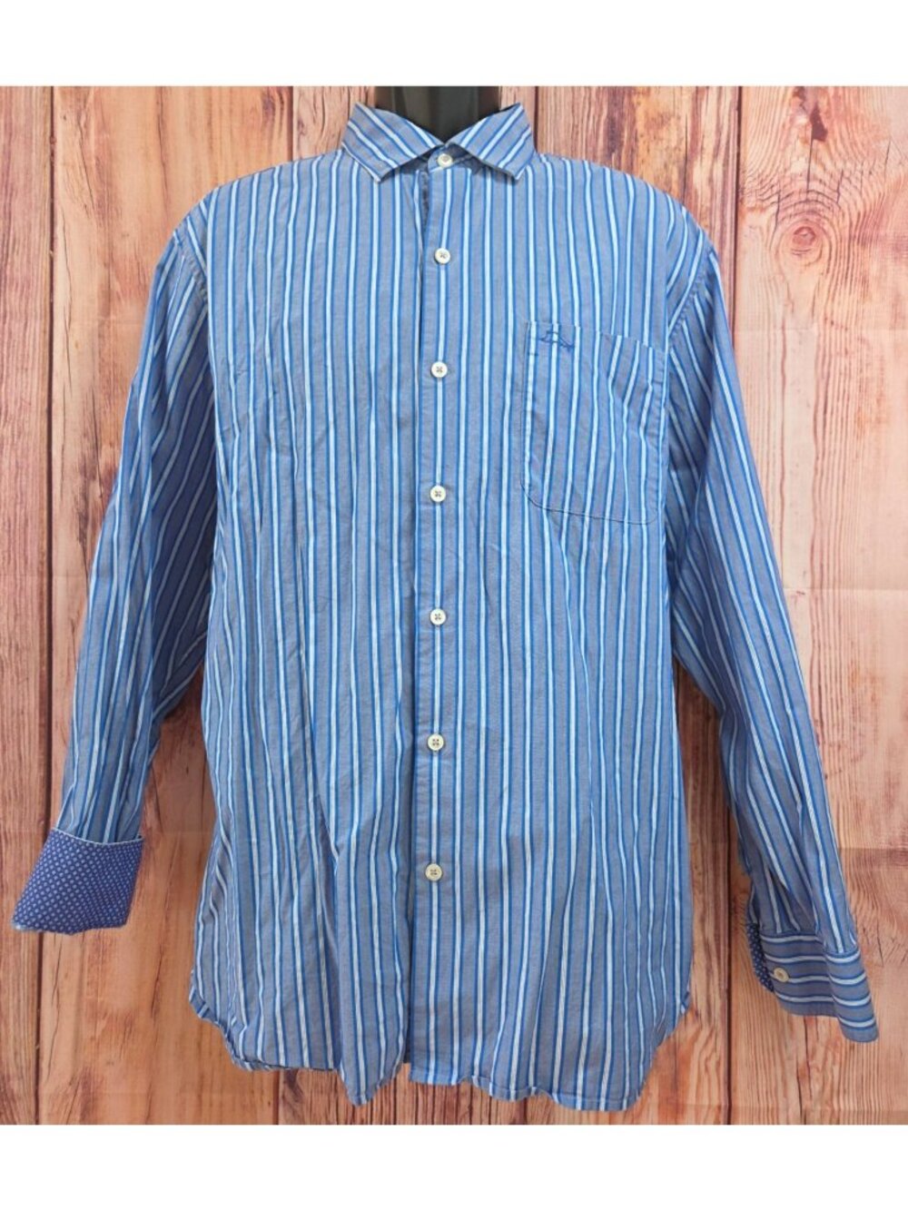 Tommy Bahama Mens Blue Striped Long Sleeve Shirt Large